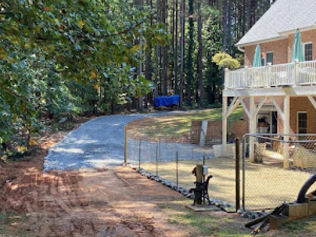 Gravel driveway in a property